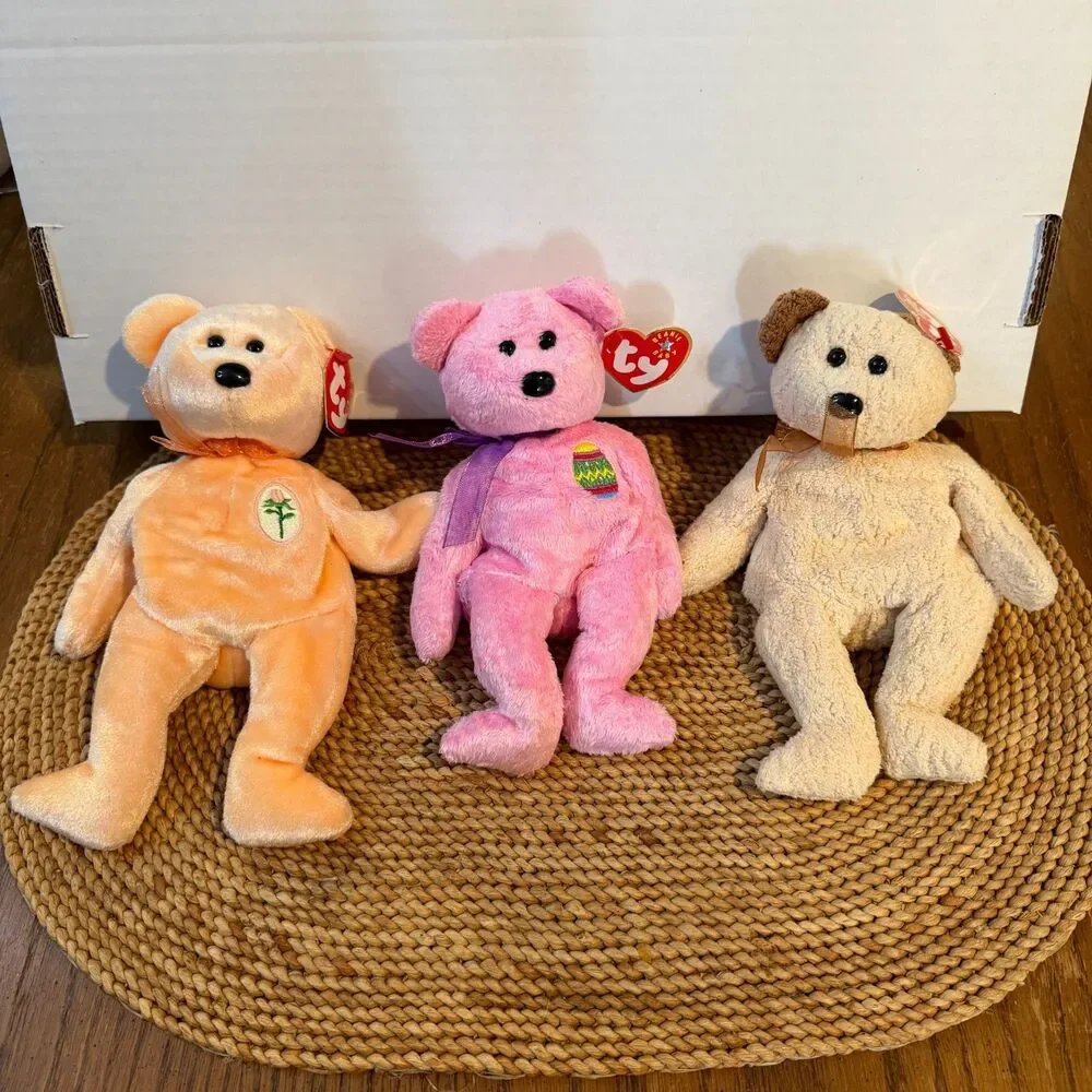Ty Beanie Babies Lot of 3 Dearest Eggs Huggy Bears MWMT Retired Plush Tags